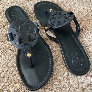 Matte Black Tory Burch Miller Sandals